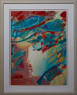 Peter Max (1937-, German/American), "Blushing Beauty," 1990, serigraph on paper, edition 197/300 in white pencil lower left, signed in white pencil lo