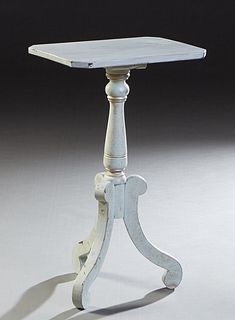French Provincial Polychromed Pine Louis Philippe Pedestal Table, 19th c., the octagonal top on a tapered vasiform support to tripodal cabriole legs, 