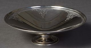 Sterling Circular Footed Compote, early 20th c., by Tiffany & Co., pattern #20453, of conical form, the stepped rim with incised decoration, H.- 2 7/8