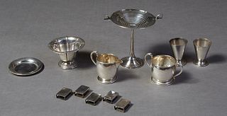 Group of Twelve Pieces of Miscellaneous Sterling Silver, 20th c., consisting of a compote, # T106A, by International; five matchbox holders, by Wayne 