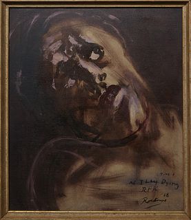 Noel Rockmore (1928-1995, New Orleans), "As I Lay Dying (Bobby Kennedy)," 1968, acrylic on canvas, signed, dated, and titled lower right, with E. L. B