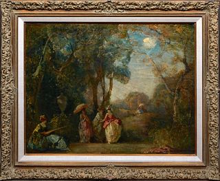 Frederick Ballard Williams (1871-1956, New York), "A Stroll Through the Park," 19th c., oil on canvas, signed lower right, presented in a gilt frame, 