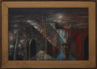 Noel Rockmore (1928-1995, New Orleans), "Bijou Theatre, Terre Haute," 1964, acrylic on canvas, signed, dated and titled lower right, with E. L. Borens