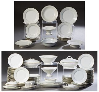 One Hundred Twelve Piece French Limoges Porcelain Dinner Service, 20th c., by J. B. T. et Cie., with gilt rims and gilt line decoration, consisting of