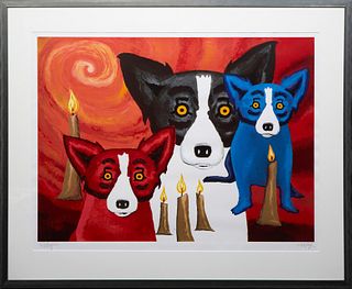 George Rodrigue (1944-2013, Louisiana), "By the Light of the Journey," 1997, silkscreen print, signed in pencil lower left, "artist proof" written in 