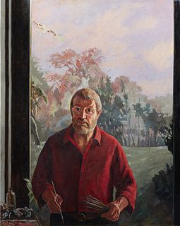 Xavier de Callatay (1932-1999, American/Belgium), "Self Portrait of the Artist," 1985, oil on canvas, signed, dated and inscribed "Mendham, NJ" en ver