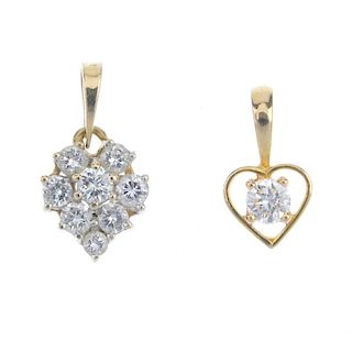 A selection of jewellery. To include a pair of brilliant-cut diamond single-stone teardrop earrings,