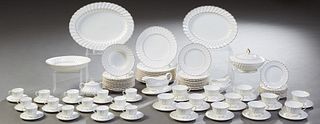 One Hundred Seven Piece Set of Royal Doulton Bone China, in the "Adrian" pattern, #H 4816, with gilt leaf banding and gilt rims, consisting of 12  sou