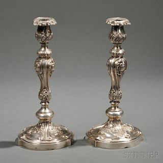 Pair of Imperial Russian .875 Silver Candlesticks