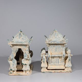 Pair of Chinese Han Dynasty Procession Groups