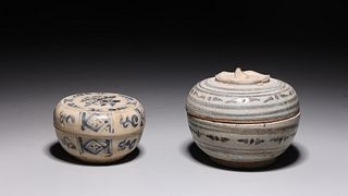 Two Antique Chinese Covered Ceramic Vessels