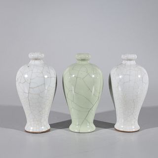Three Chinese Celadon Crackle Glazed Porcelains