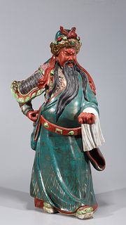 Chinese Gilt Porcelain Deity Statue