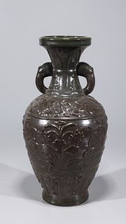 Chinese Black Glazed Molded Vase