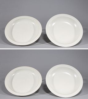 Four Chinese White Glazed Kangxi Style Porcelain Plates