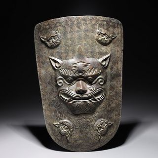 Chinese Archaistic Bronze Lion Shield