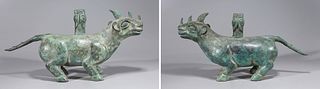 Pair of Chinese Bronze Archaistic Beasts