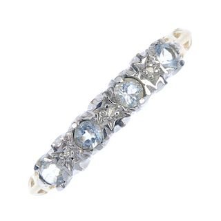 A selection of jewellery. To include a 9ct gold blue-gem half-circle eternity ring, a pair of 9ct go