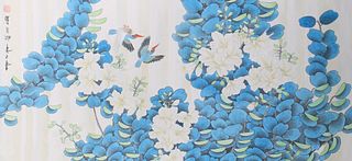 Chinese Bird & Flower Painting mounted as Scroll