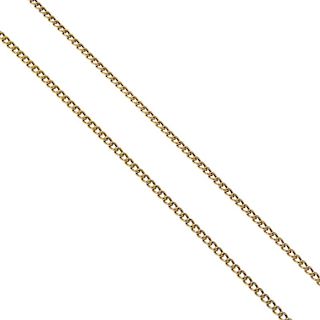 A necklace. The flat curb-link chain, to the spring ring clasp. Length 66.5cms. Weight 8gms. <br><br