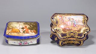 Two Gilt Porcelain Boxes