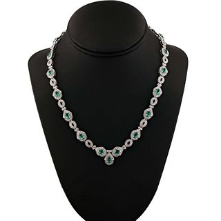 Emerald & Diamond Platinum Necklace