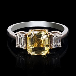 Yellow Sapphire & Diamond 18K White/Yellow Gold Ring