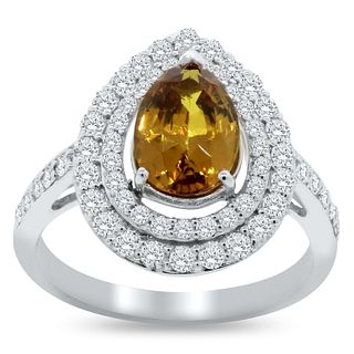 Yellow Sapphire & Diamond Platinum Ring