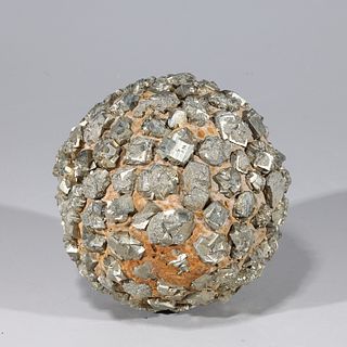 Earthen Sphere with Pyrite Clusters