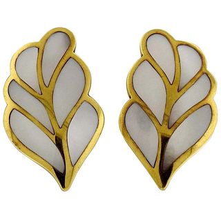 Tiffany & Co. Gold Mother of Pearl Leaf Earrings