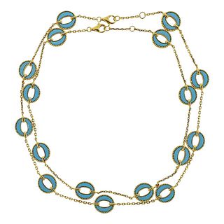 1970s Turquoise 18k Gold Link Necklace Suite