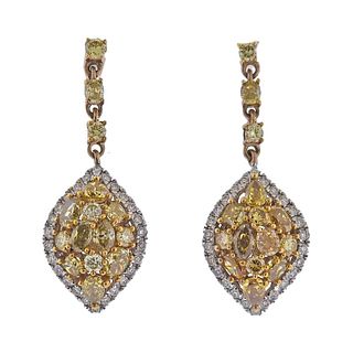 Kallati 2.60ctw Fancy Diamond Gold Drop Earrings