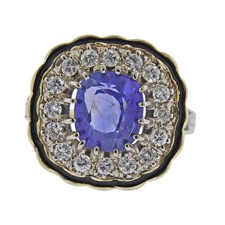 14k Gold 2.71ct Sapphire Diamond Cocktail Ring