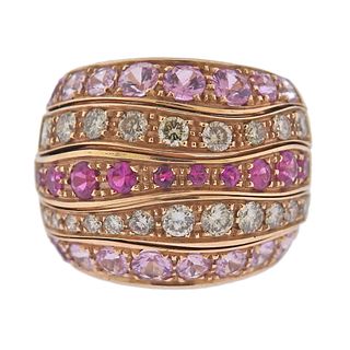 Valente 18k Gold Sapphire Ruby Diamond Harem Ring