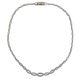 14k Gold Oval Link Diamond Necklace