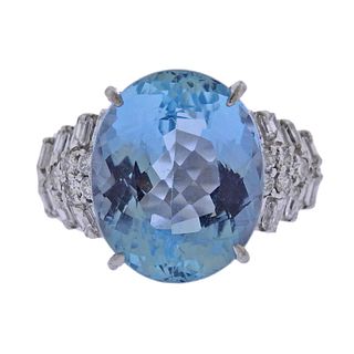 9.03ct Aquamarine Diamond Platinum Ring