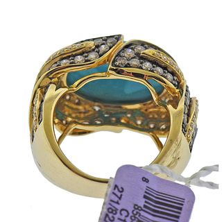 New Le Vian LeVian Turquoise 1.89ctw Fancy Diamond 14k Gold Ring