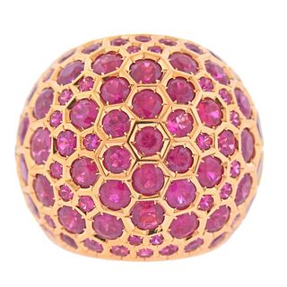 De Grisogono 14.95cts Pink Fuchsia Sapphire Rose Gold Dome Ring 51