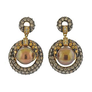New Le Vian LeVian Gold 2.75ctw Chocolate Diamond Pearl Earrings