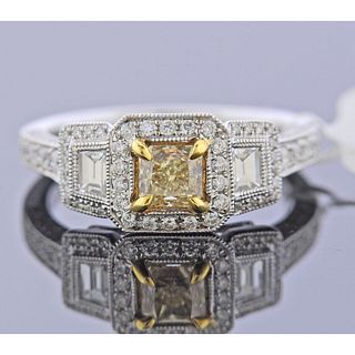 New Dalumi 18k Gold Fancy Yellow Diamond Engagement Ring 
