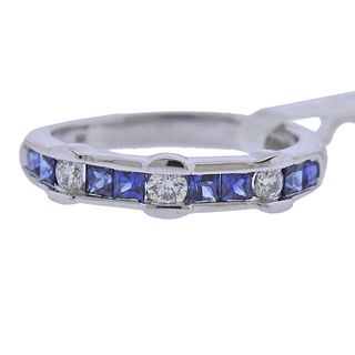 Kallati Gold Diamond Sapphire Half Band Ring