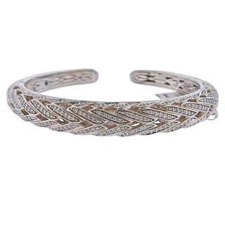 John Hardy Sterling Silver Diamond Cuff Bracelet 