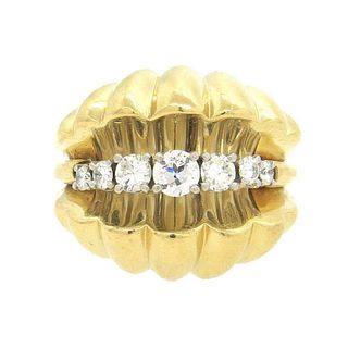 Retro Diamond Gold Dome Ring