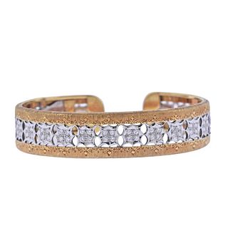 Mario Buccellati Diamond 18k Gold Cuff Bracelet