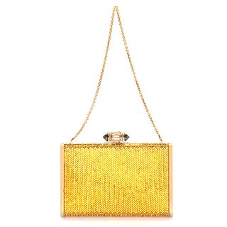 Judith Leiber Couture Tall Slender Gold Leather Clutch Bag