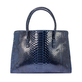 Nancy Gonzalez Resort Navy Python Leather Handbag