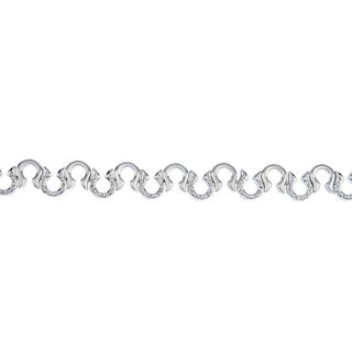 A diamond bracelet. Designed as a series of alternating brilliant-cut diamond and textured curved li