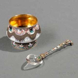 Two Small Enameled Silver Objects