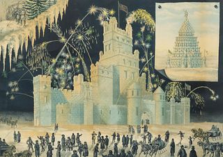 1885 Ice Castle Montreal Carnival Lithograph