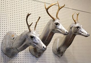 Trio of Silvered Stag Sculptures